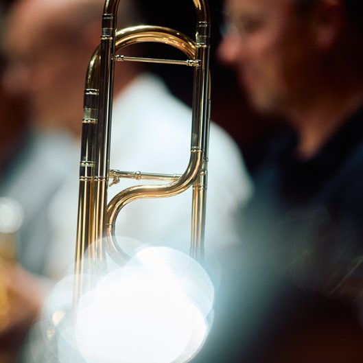 Sferische close-up van een trombone