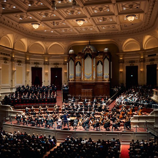 Een overview van het Nederlands Philharmonisch in de Grote Zaal van Het Concertgebouw